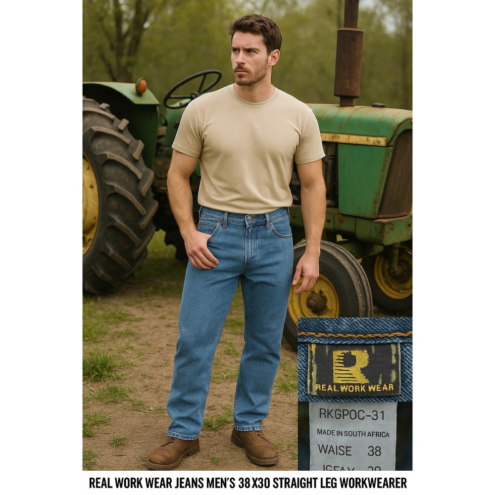 Real Work Wear Men Jeans 36X31 Straight Leg Mid‎ Rise Rancher Farmer Cowboy